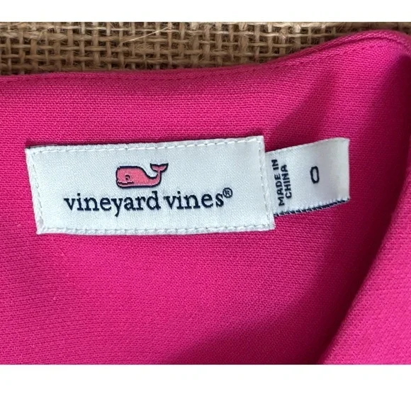 Vineyard Vines Pink Dress Size 0 Bright Old Money Preppy Barbiecore Summer - Picture 2 of 5